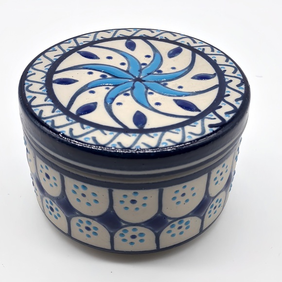 Servin Mexico Pottery Trinket Dish with Cover - Beautiful Colors! Signed GTO - Picture 7 of 13